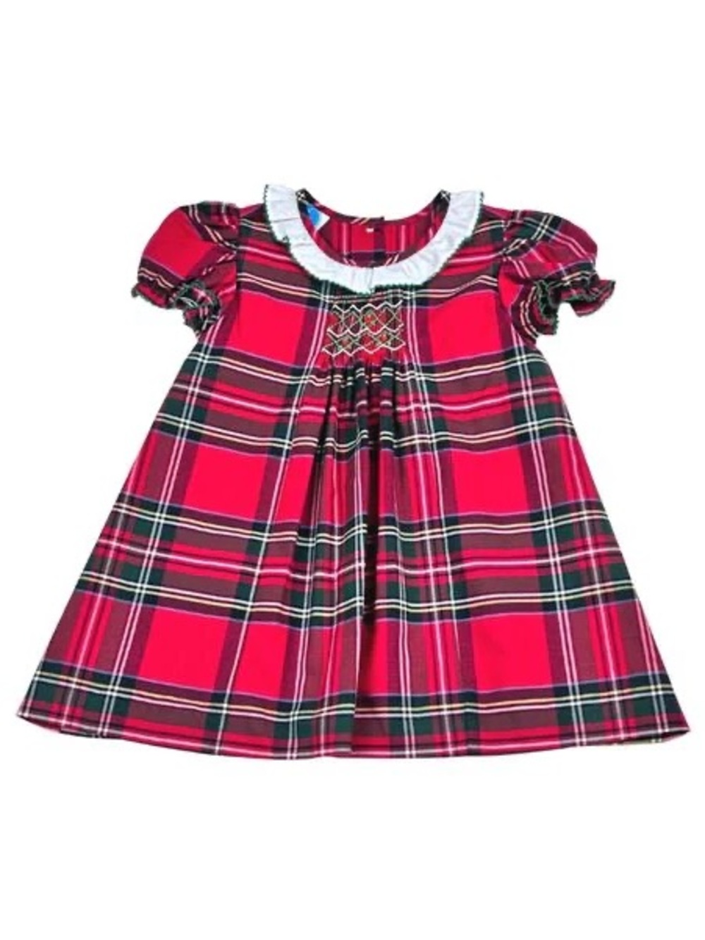 Maddie & Connor Tartan Plaid Round Collar Short Puff